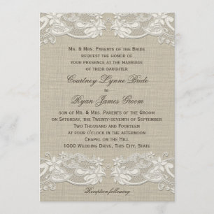 Invitation Mariage de conception de dentelle florale du pays