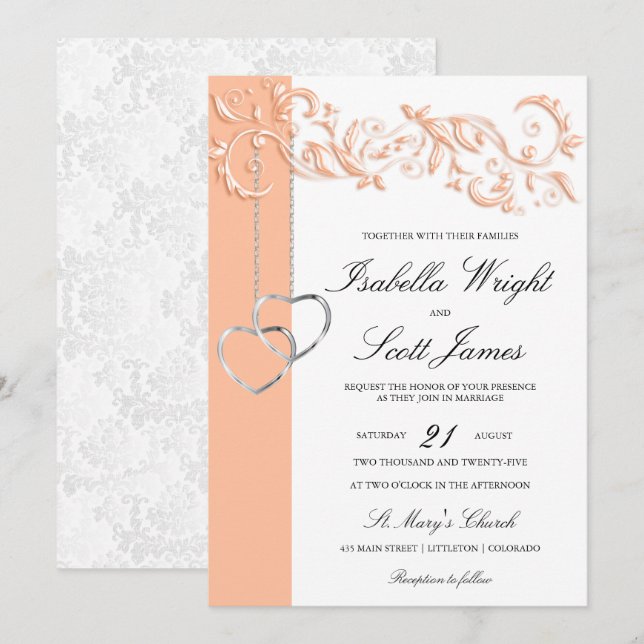 Invitation Mariage de conception florale (Devant / Derrière)
