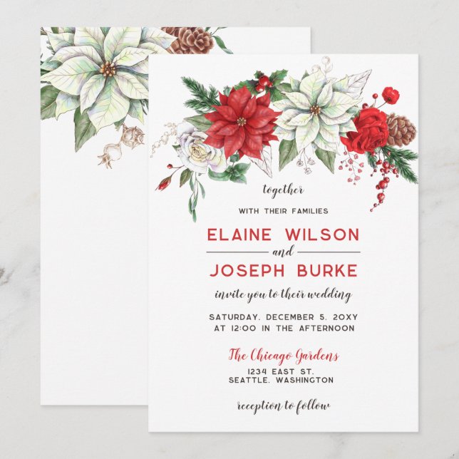 Invitation Mariage de cône de pin de feuillage hivernal Rusti (Devant / Derrière)