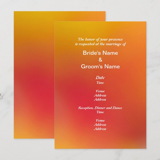 Invitation Mariage de congé orange d'automne (Devant / Derrière)
