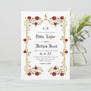 Invitation Mariage de conte de fée de la Bête dorée et de la