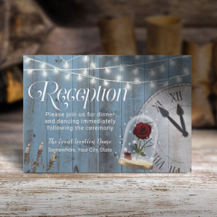 Invitation Mariage de conte de fée rustique réception bleu po