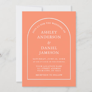 Invitation Mariage de corail d'arc moderne et élégant