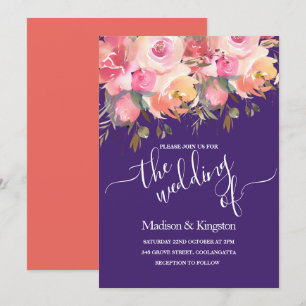 Invitation Mariage de corail rose violet tropical