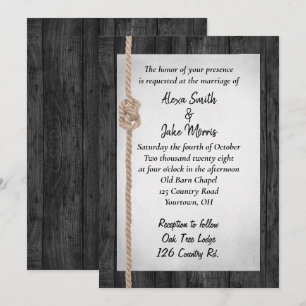 Invitation Mariage de corde sur le bois de grange