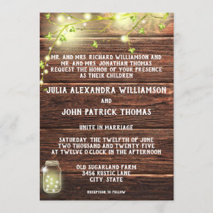 Invitation Mariage de cordes de maçonnerie rustique