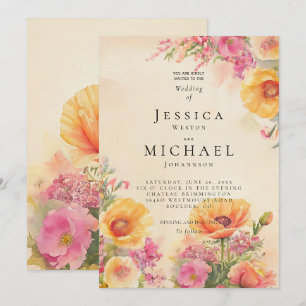 Invitation Mariage De Cottagecore De Printemps Rose Et Peach