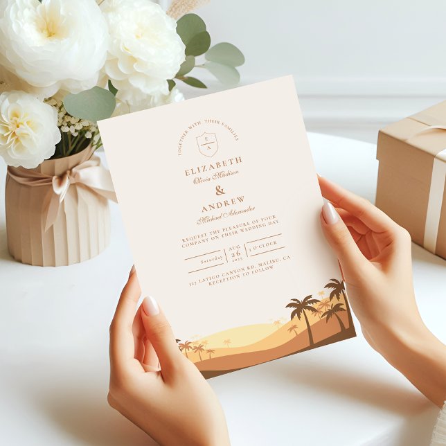 Invitation Mariage de coucher de soleil du désert rétro (Créateur téléchargé)