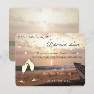 Invitation Mariage de coucher de soleil sur la plage, Lunette