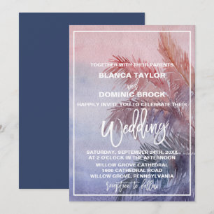 Invitation Mariage de coucher de soleil tropical
