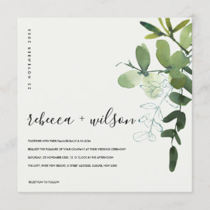 INVITATION MARIAGE DE COULEUR D'EAU EN VERT BLANC EUCALYPTUS 