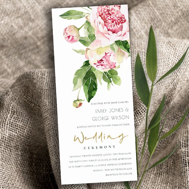 INVITATION MARIAGE DE COULEUR D'EAU FLORALE FLEURIE BLANC DOU (Créateur téléchargé)