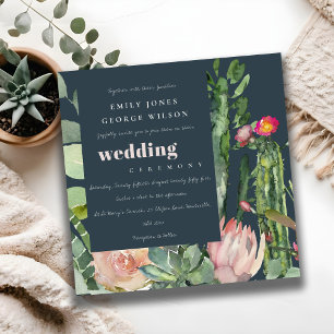 INVITATION MARIAGE DE COULEUR D'EAU FLORALE ROSE MARINE
