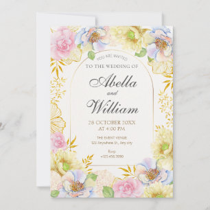 Invitation Mariage de couleur douce florale