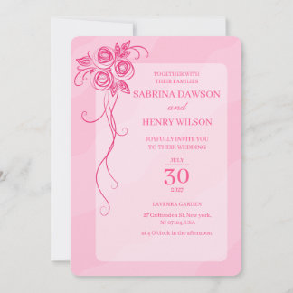 Invitation Mariage de couleur rose clair élégant