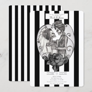Invitation Mariage de couple d'amour de squelette Danse gothi