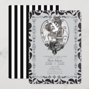 Invitation Mariage de couple d'amour de squelette Danse Showe