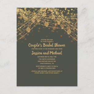 Invitation Mariage de couple Vert Olive Or Shower de Mariée