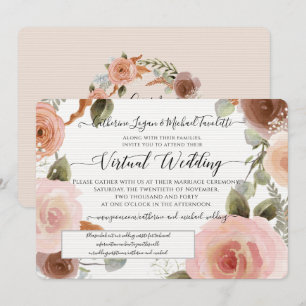 Invitation Mariage de courme d'aquarelle rose virtuel