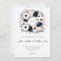 Mariage de couronne d'anémone bleu, rose et blanc