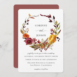 Invitation Mariage de couronne d'automne rustique