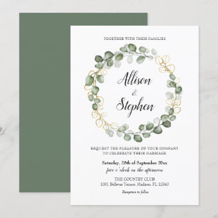 Invitation Mariage de couronne de feuillage Eucalyptus