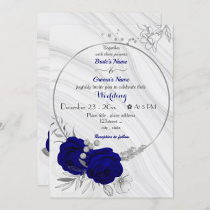 Invitation mariage de couronne de fleurs bleues royales