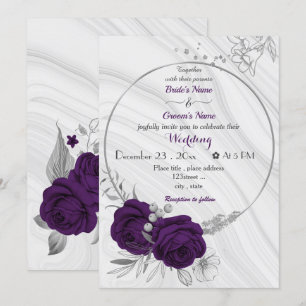 Invitation mariage de couronne de fleurs violettes royales
