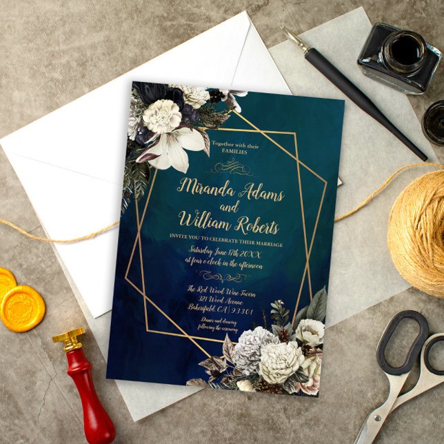 Invitation Mariage de couronne d'or romantique moderne (Créateur téléchargé)