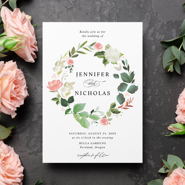 Invitation Mariage de couronne florale de printemps (Créateur téléchargé)