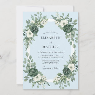 Invitation Mariage de Couronne Florale Luxuriante de Pervench