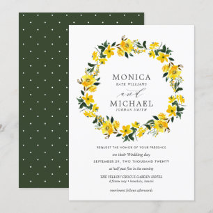 Invitation Mariage de couronnes de fleurs jaunes vives