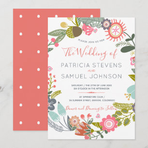 Invitation Mariage de couronnes de prairie fleur sauvage pein