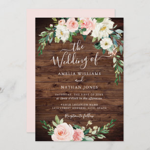 Invitation Mariage de couronnes d'or Russe Floral Blush