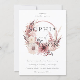 Invitation Mariage de couronnes florales Boho moderne