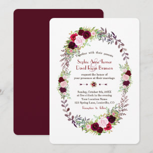 Invitation Mariage de couronnes florales de Marsala de Bourgo