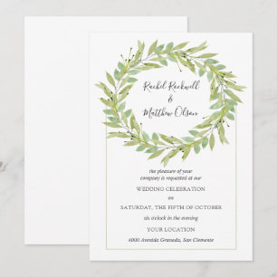 Invitation Mariage de couronnes vertes