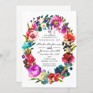 Invitation Mariage de courroie florale couleur gras