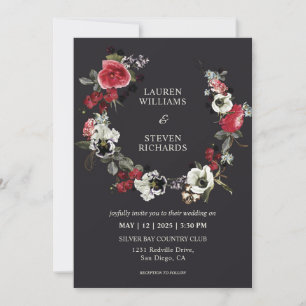 Invitation Mariage de courroie Moody Black Roses