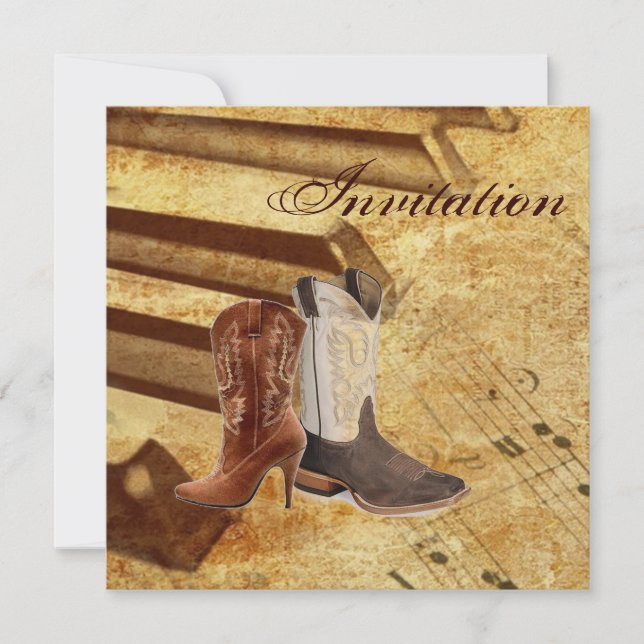 Invitation Mariage de cow-boy de campagne occidentale rustiqu (Devant)