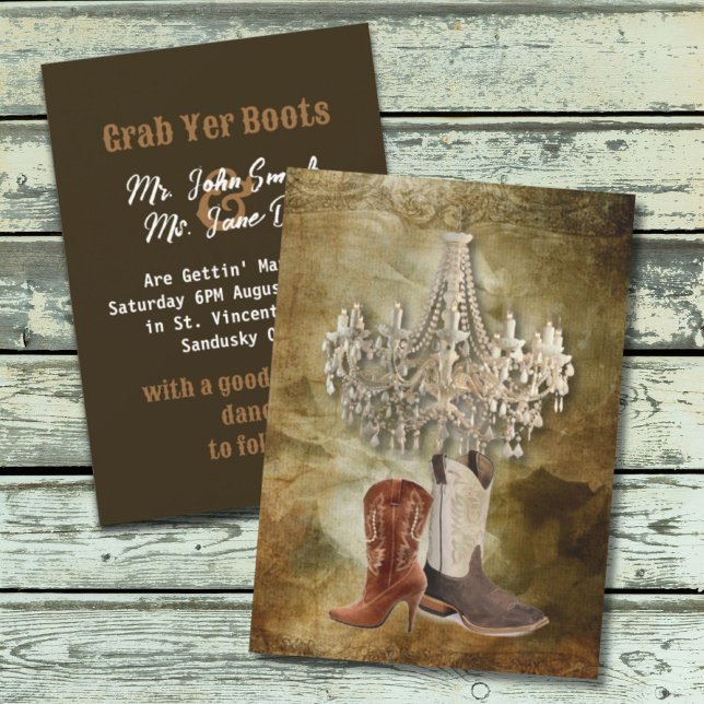 Invitation Mariage de cow-boy de campagne western rustique (Rustic western country cowboy wedding invitation)