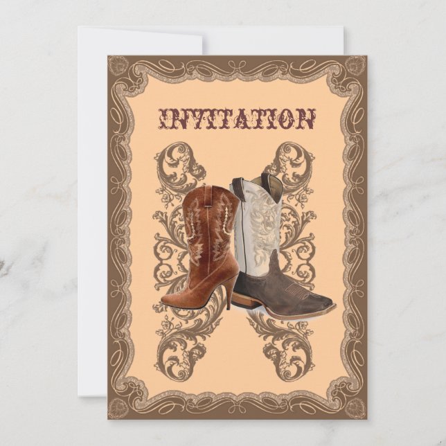 Invitation Mariage de cowboy de campagne western rustique (Devant)