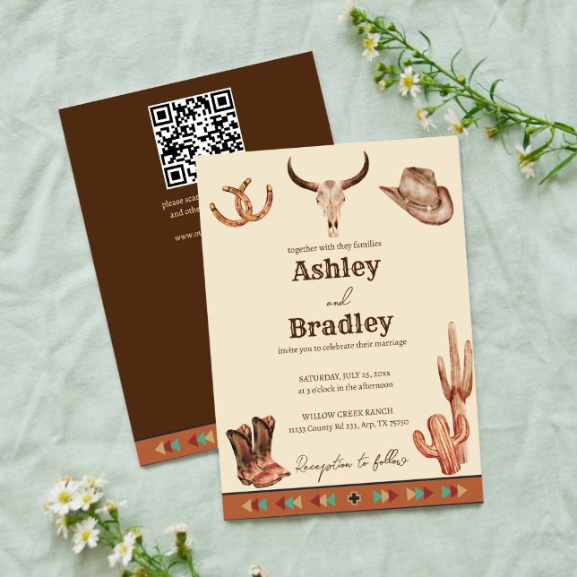 Invitation Mariage de cowboy de l'ouest du ranch du sud-ouest (Créateur téléchargé)