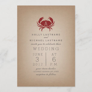 Invitation Mariage de crabe de monogramme inspiré par le Stoc