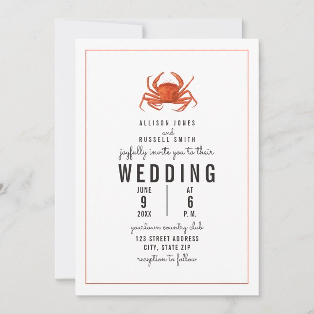 Invitation Mariage de crabe En vichy patiné (Devant)