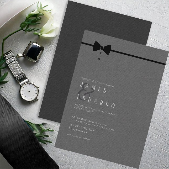 Invitation Mariage de Cravate Black Bow sur mesure ID1090 (Créateur téléchargé)