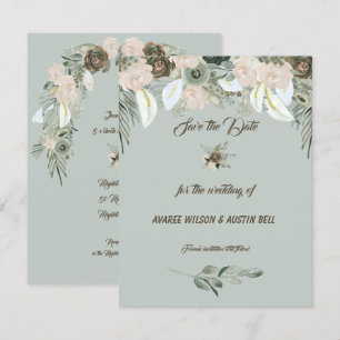 Invitation Mariage de crème Sage Green et Vanilla