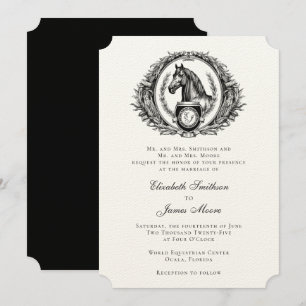 Invitation Mariage de crête de Monogramme du cheval équestre