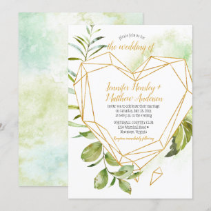 Invitation Mariage de cristal en forme de coeur doré de Botan