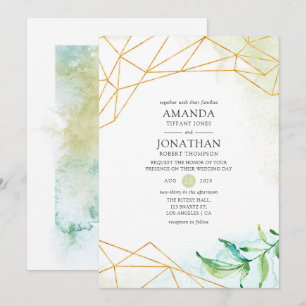 Invitation Mariage de cristal géométrique aquarelle